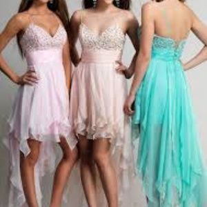 Peach High Low Party Dress Dave & Johnny #7502